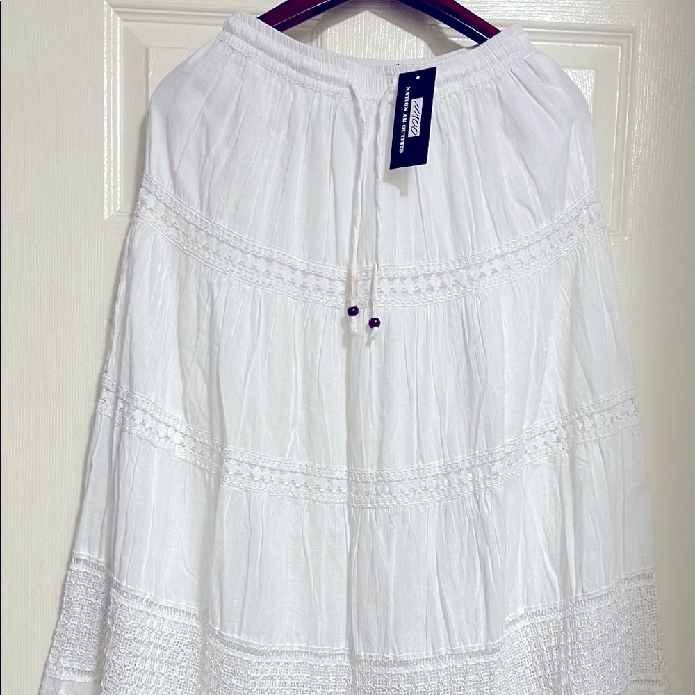 NATION AIR OUTFIT SUMMER MAXI SKIRT WHITE - NEW